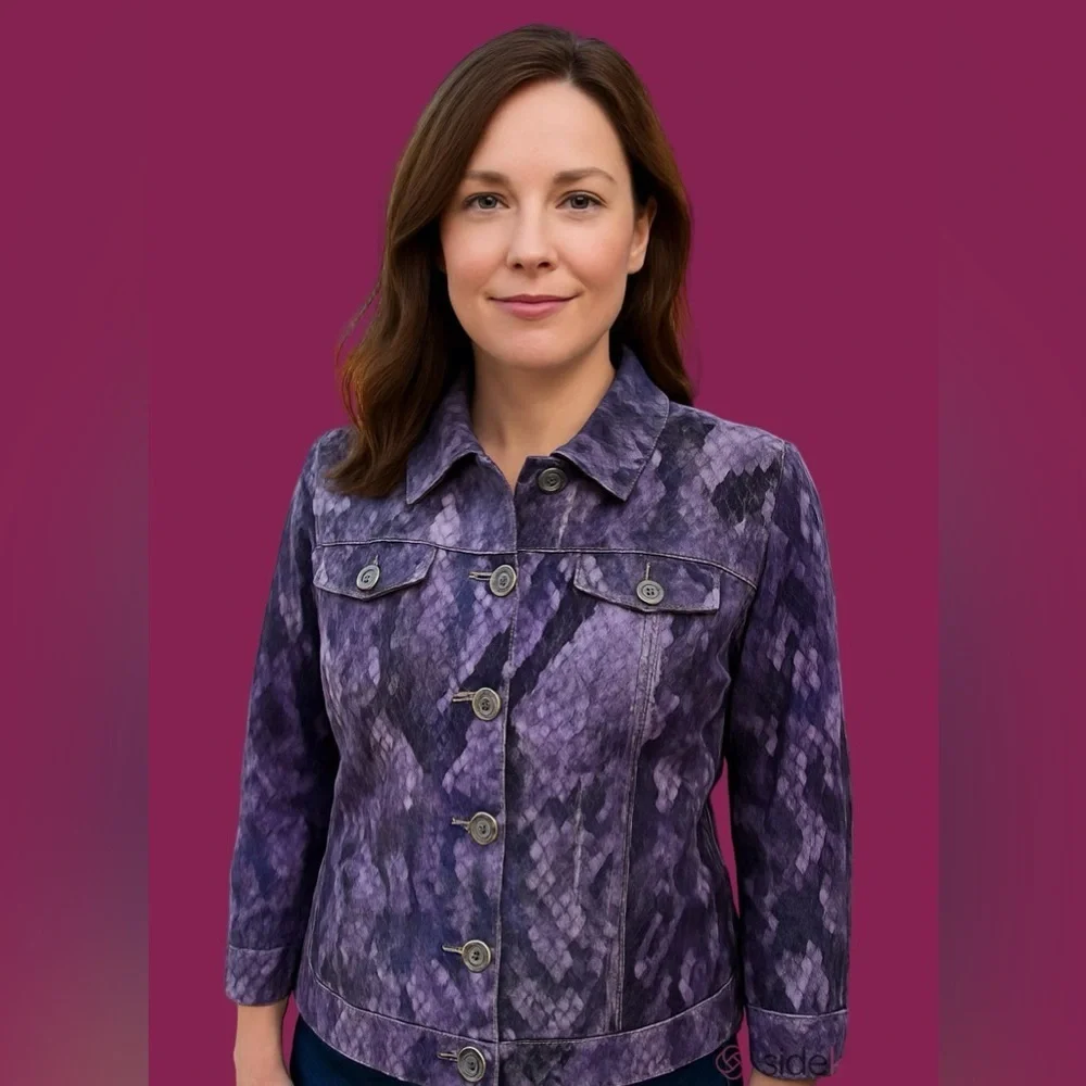 Chico's Purple Snakeskin Print Jacket